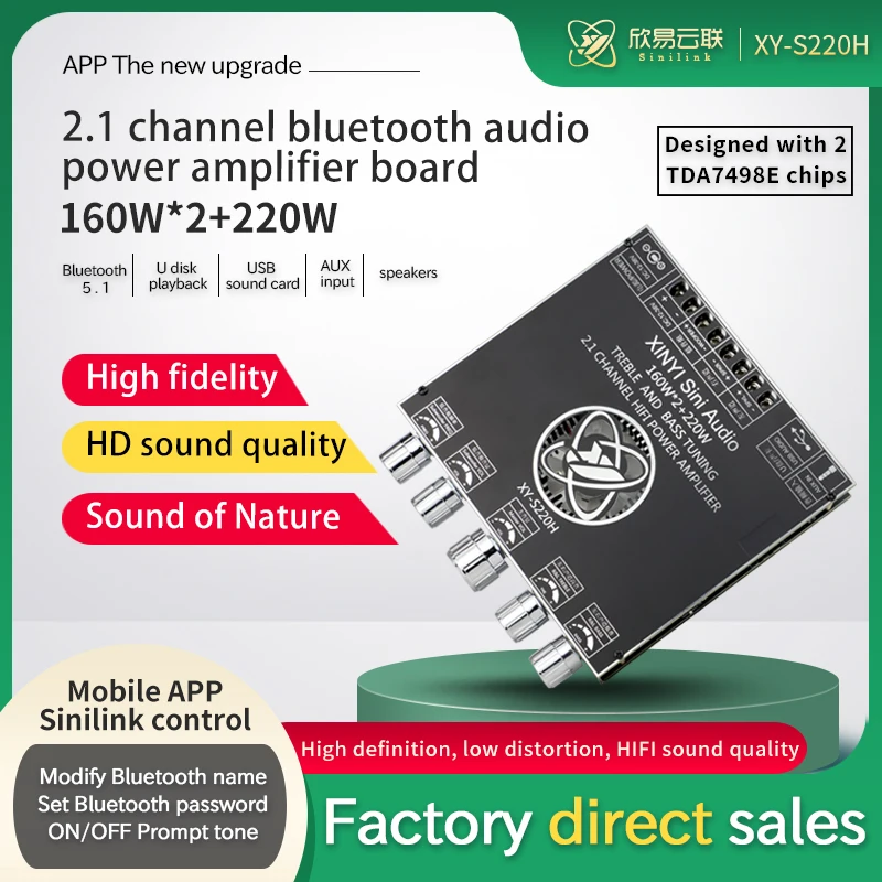 XY-S220H/2.1-канальный TDA7498 модуль платы усилителя Bluetooth высокий и низкий низкий динамик 160 Вт * 2 + 220 Вт супер TPA3116
XY-S220H/2.1-канальный TDA7498 модуль платы усилителя Bluetooth высокий и низкий низкий динамик 160 Вт * 2 + 220 Вт супер TPA3116