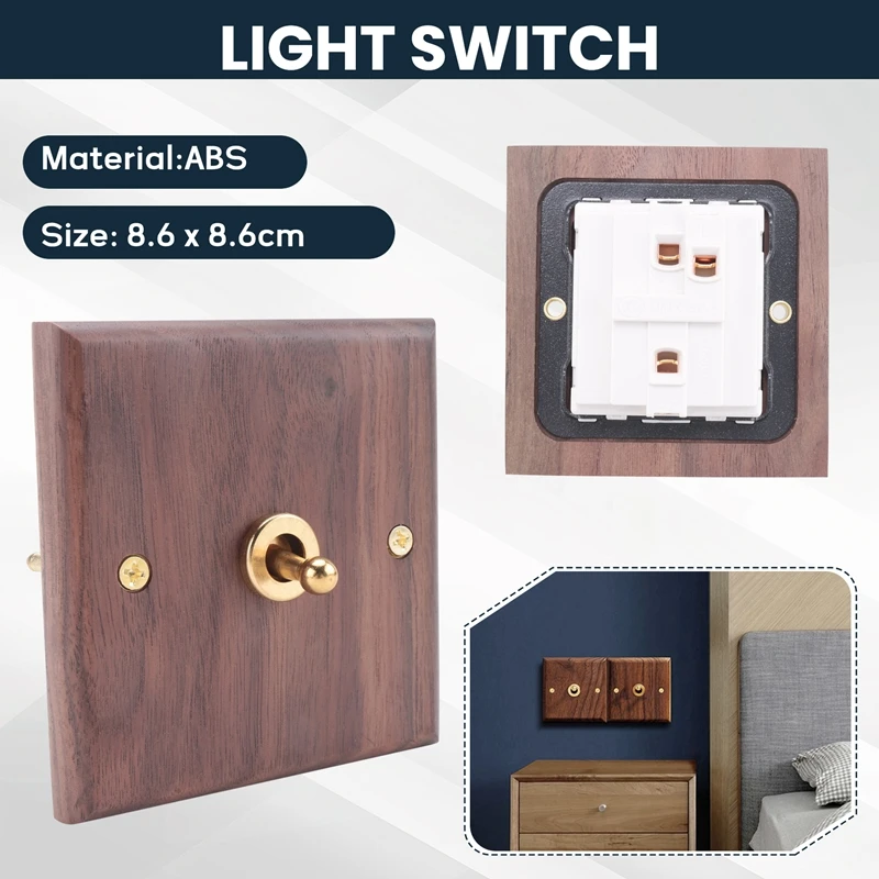 Retro American Industrial Style Light Switch Socket, Solid Wood Brass Toggle Switch Plate, Antique Home Stay Switch
Retro American Industrial Style Light Switch Socket, Solid Wood Brass Toggle Switch Plate, Antique Home Stay Switch