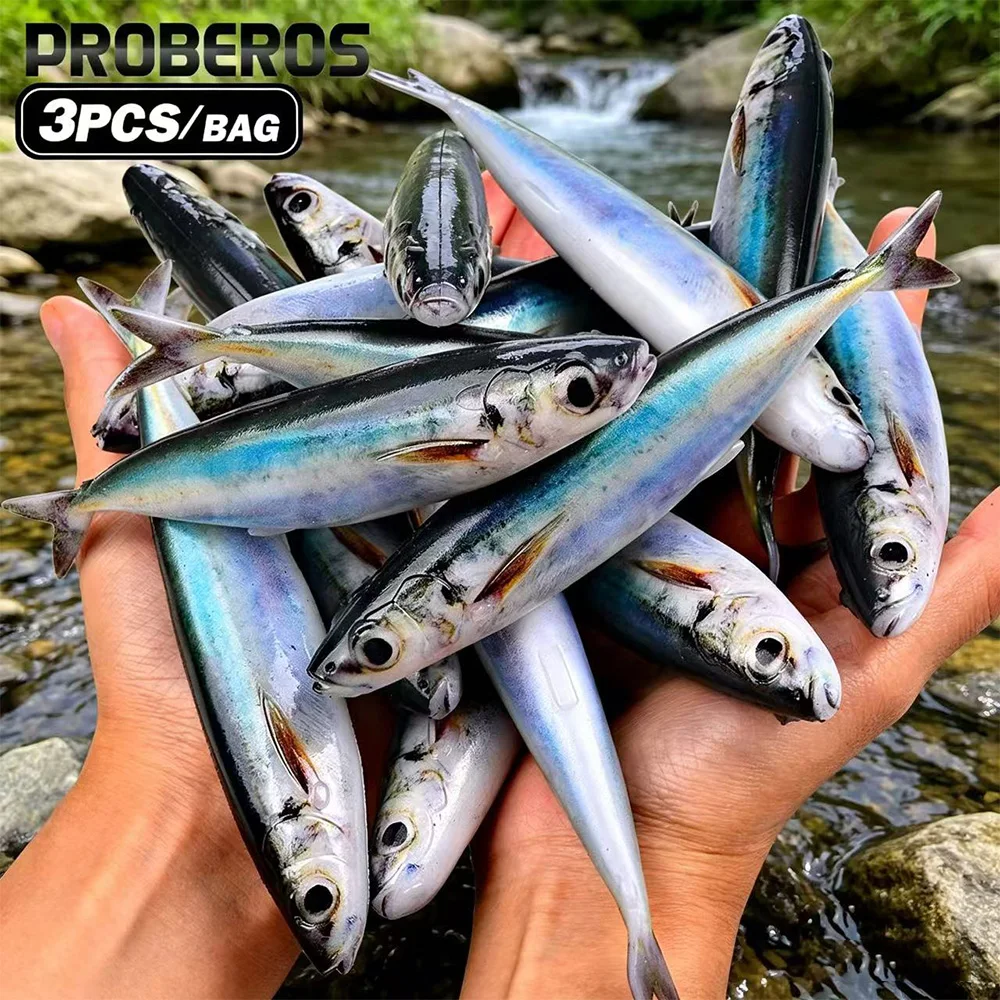 PROBEROS Realistic Mackerel Artificial Soft Fish Bait 3PCS/Bag Dragging Swinging Swimming Bait Tuna Salmon Seawater Fish Lures
PROBEROS Realistic Mackerel Artificial Soft Fish Bait 3PCS/Bag Dragging Swinging Swimming Bait Tuna Salmon Seawater Fish Lures