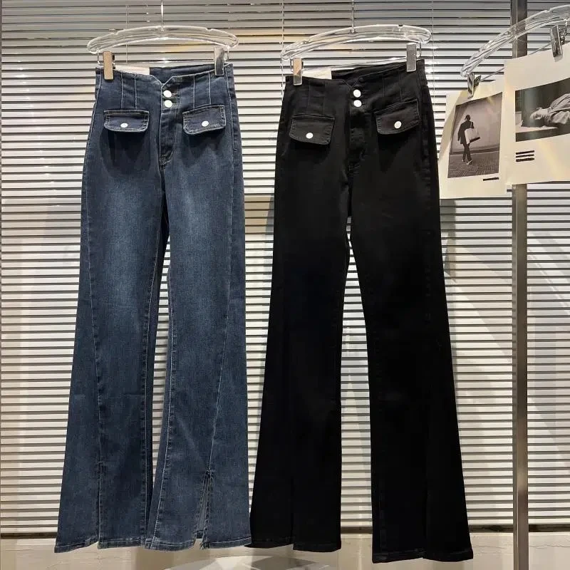 Women 2022 Fall New High Waist Double Pocket Slit Slim Blue Black Jeans Denim Trousers Vintage Loose
Women 2022 Fall New High Waist Double Pocket Slit Slim Blue Black Jeans Denim Trousers Vintage Loose