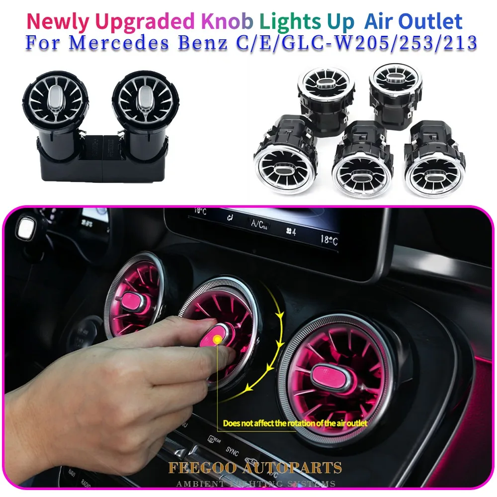 Fully Upgraded Knob-style Luminous Air Outlet 64 Colors Ambient Light for Mercedes Benz C/E/GLC-class W205/213/253
Fully Upgraded Knob-style Luminous Air Outlet 64 Colors Ambient Light for Mercedes Benz C/E/GLC-class W205/213/253