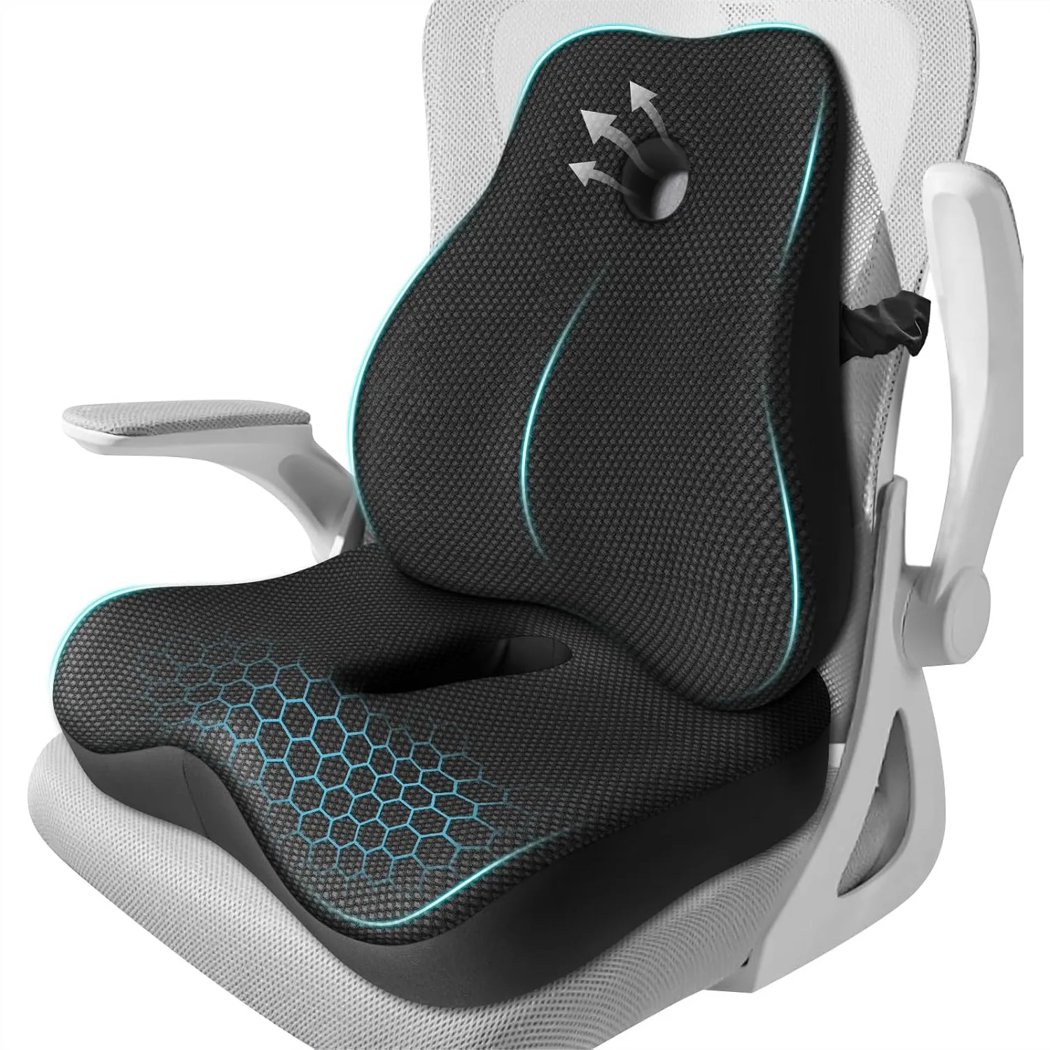 Memory Foam Seat Cushion and Lumbar Support Pillow Set for Office Chair with 3D Mesh Cover, Adjustable Straps, Non-Slip Base for
Memory Foam Seat Cushion and Lumbar Support Pillow Set for Office Chair with 3D Mesh Cover, Adjustable Straps, Non-Slip Base for
