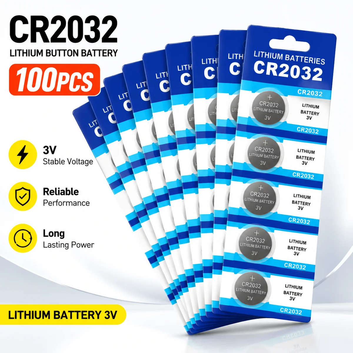 Lithium Coin Cell Battery CR2032 3V 100PCS Button Cell for Watch Calculator Toy Remote Control Key Fob Stable Power
Lithium Coin Cell Battery CR2032 3V 100PCS Button Cell for Watch Calculator Toy Remote Control Key Fob Stable Power