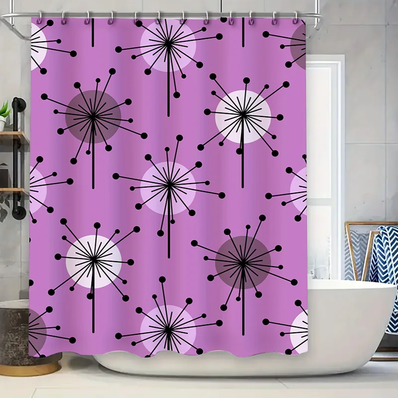 Vintage Retro Sunburst Shower Curtain: Purple Modern Bathroom Decor with Black Spoke Pattern for Home Use
Vintage Retro Sunburst Shower Curtain: Purple Modern Bathroom Decor with Black Spoke Pattern for Home Use