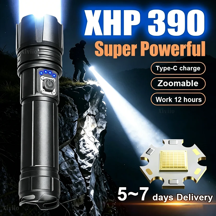 High Power Flashlight 89000000LM Strong XHP390 Flashlight Telescopic Zoom Rechargeable LED Torch for Hunting Outdoor Lighting
High Power Flashlight 89000000LM Strong XHP390 Flashlight Telescopic Zoom Rechargeable LED Torch for Hunting Outdoor Lighting
