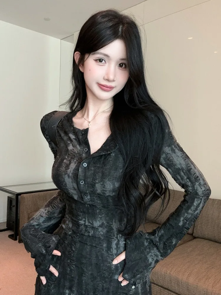 Street Style Tie Dye Hole Punching Dress Women's Autumn Winter Sexy Waist Cinching Bodycon Skirt Design Inner Wear Dress
Street Style Tie Dye Hole Punching Dress Women's Autumn Winter Sexy Waist Cinching Bodycon Skirt Design Inner Wear Dress