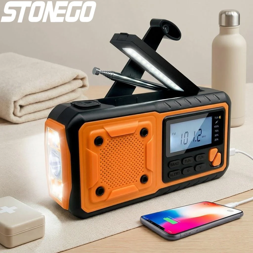 4000mAh Solar Crank Emergency Radio AM FM Weather Alert LED Flashlight Power Bank Charger for Outdoor Camping Survival
4000mAh Solar Crank Emergency Radio AM FM Weather Alert LED Flashlight Power Bank Charger for Outdoor Camping Survival