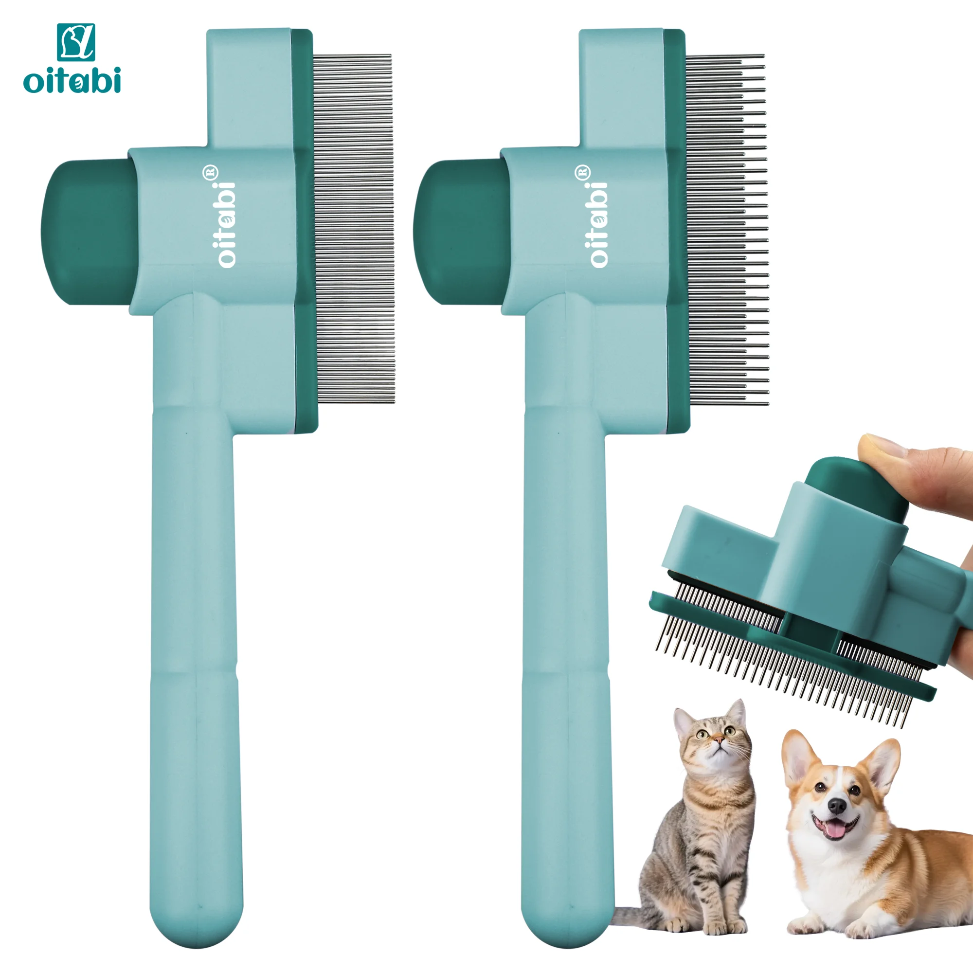 Oitabi 1/2PCS Pet Comb for Dogs & Cats with Stainless Steel Metal Teeth for Shedding and Tangles, Self-Cleaning Pet Comb
Oitabi 1/2PCS Pet Comb for Dogs & Cats with Stainless Steel Metal Teeth for Shedding and Tangles, Self-Cleaning Pet Comb
