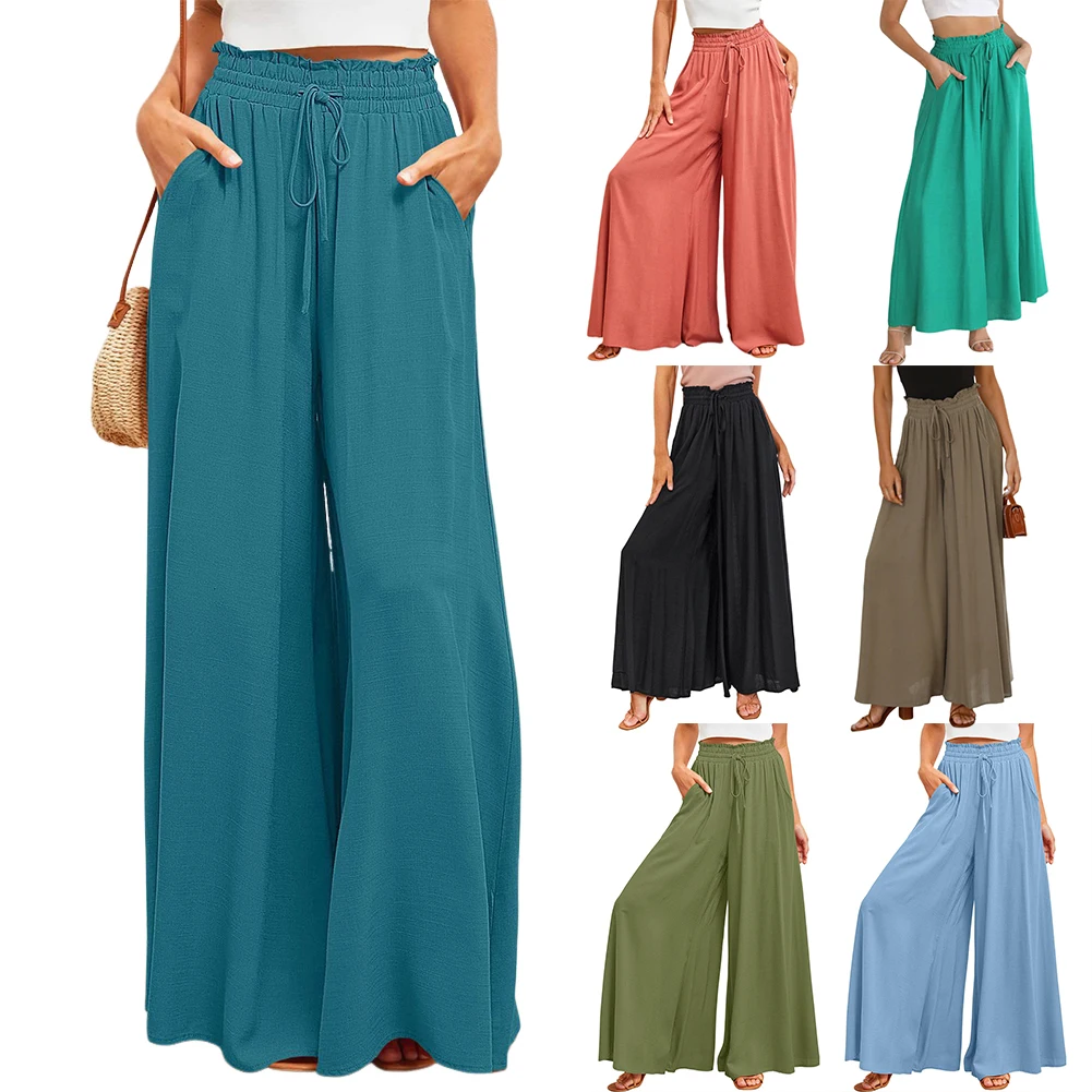 Women High Waisted Pantalons with Elastic Waistband Loose Pleating Pants Solid Color Casual Long Pants Spring Summer Pants
Women High Waisted Pantalons with Elastic Waistband Loose Pleating Pants Solid Color Casual Long Pants Spring Summer Pants