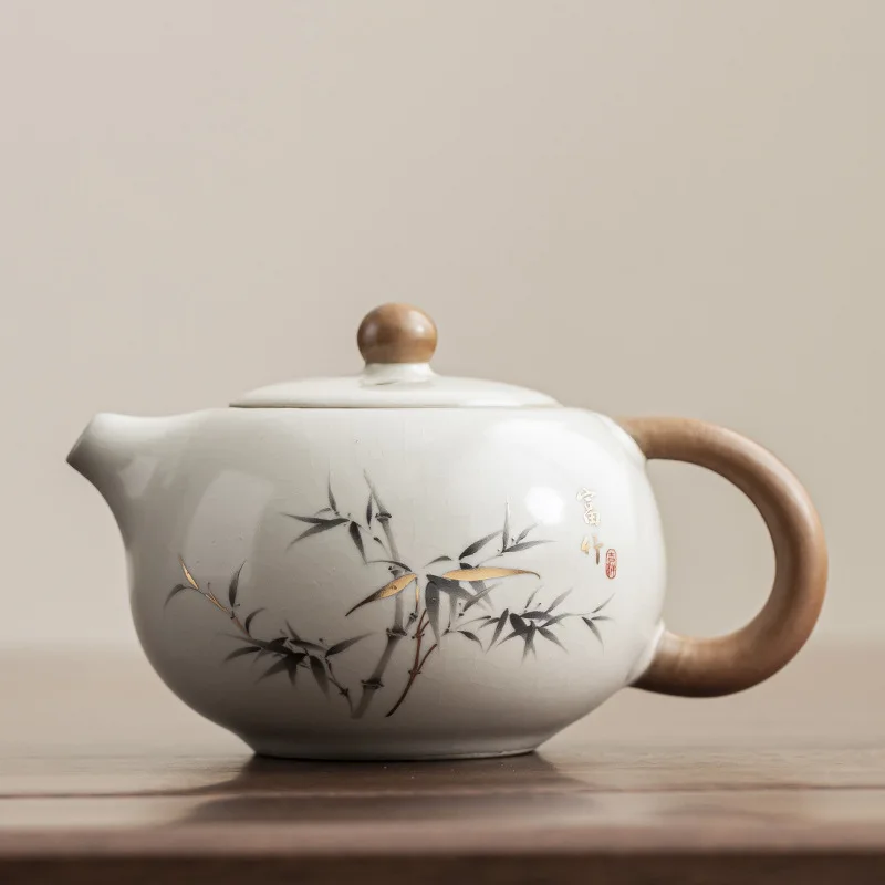 Ru Kiln Bamboo Xishi Teapot Kung Fu Tea Set Tea Household Ceramic Tea Set Exquisite, 210ml
Ru Kiln Bamboo Xishi Teapot Kung Fu Tea Set Tea Household Ceramic Tea Set Exquisite, 210ml
