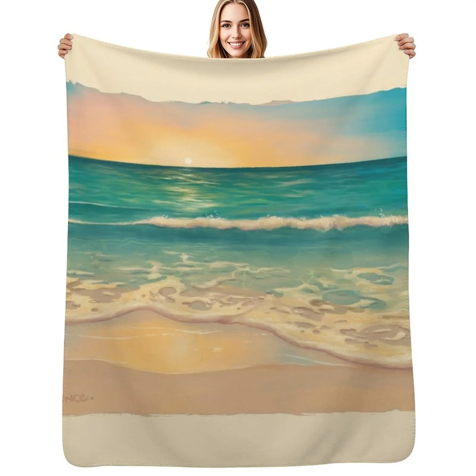 Golden Seafoam on the Beach Painting Throw Blanket Sofas Bed Fashionable Vintage Picnic Blankets 
Golden Seafoam on the Beach Painting Throw Blanket Sofas Bed Fashionable Vintage Picnic Blankets