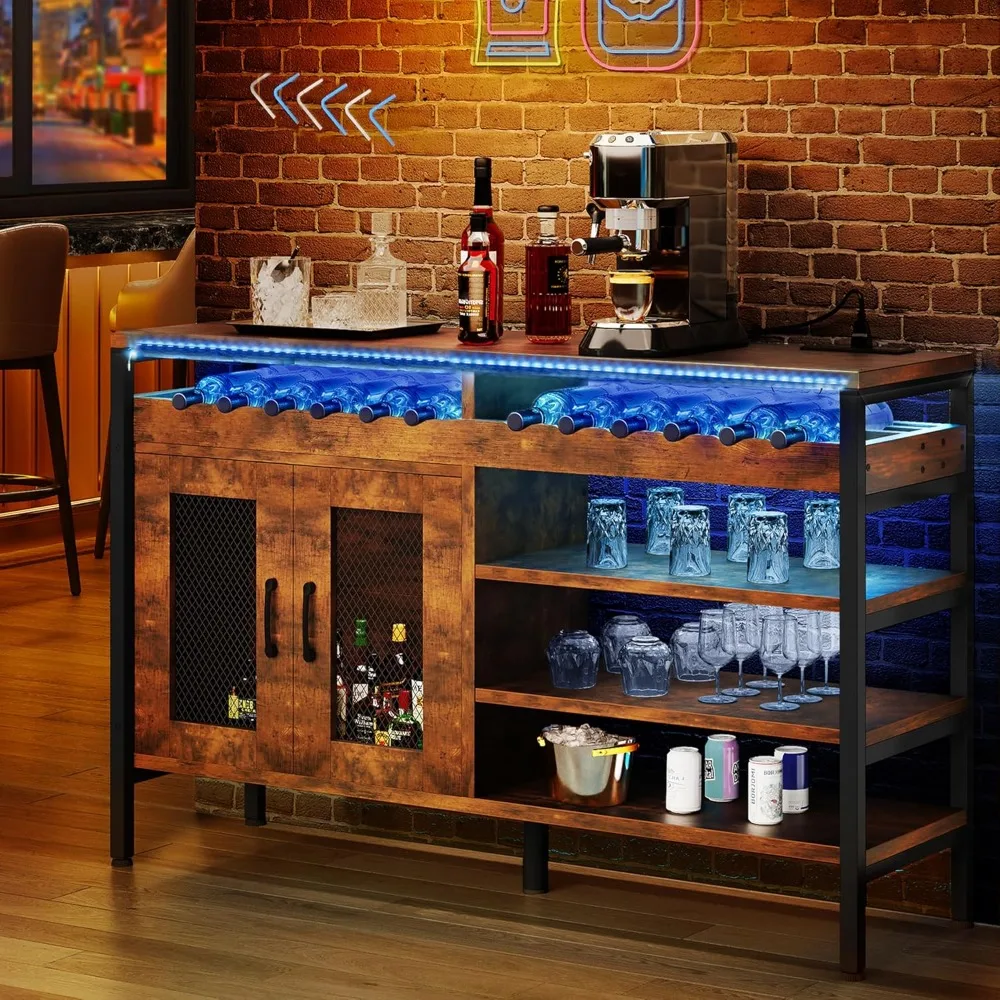 Industrial Coffee Bar Cabinet w/ Led Lights and Power Outlets, Liquor Cabinet w/Doors Wine Rack Storage Sideboard Buffet Cabinet
Industrial Coffee Bar Cabinet w/ Led Lights and Power Outlets, Liquor Cabinet w/Doors Wine Rack Storage Sideboard Buffet Cabinet