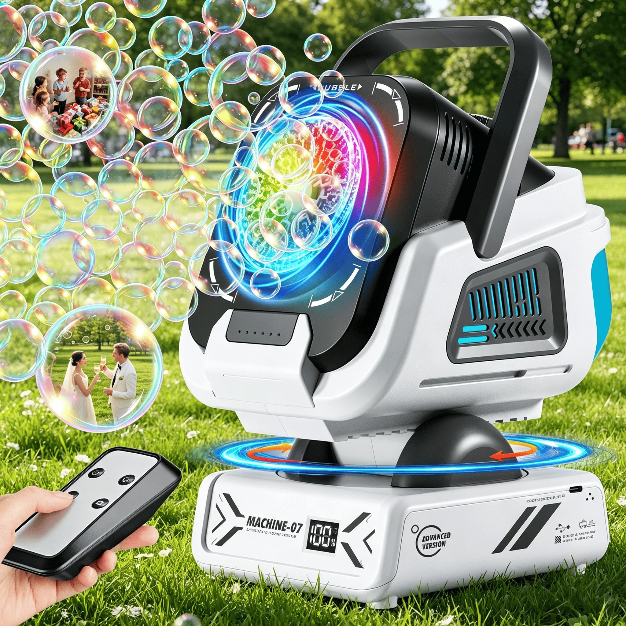 2026 New Automatic Remote Bubble Machine, 360° Rotation with RGB Color Lights, 1800mAh Type-C Fast Charge, Portable Bubble Maker for Kids, Weddings, Birthday & Outdoor Camping
2026 New Automatic Remote Bubble Machine, 360° Rotation with RGB Color Lights, 1800mAh Type-C Fast Charge, Portable Bubble Maker for Kids, Weddings, Birthday & Outdoor Camping
