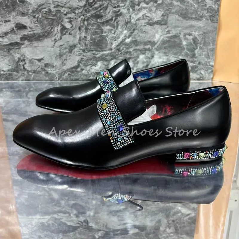 Black Genuine Leather Men's Loafers Colorful Rhinestone Decoration Dress Shoes Pattern Lining Low Heel Daily Wear Derby Shoes
Black Genuine Leather Men's Loafers Colorful Rhinestone Decoration Dress Shoes Pattern Lining Low Heel Daily Wear Derby Shoes