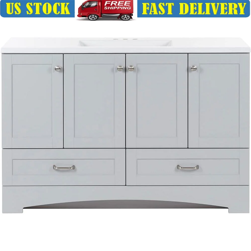 Bathroom Vanity with White Sink Top and Storage Cabinets Two Drawers and Shelves Easy Installation Durable Construction
Bathroom Vanity with White Sink Top and Storage Cabinets Two Drawers and Shelves Easy Installation Durable Construction