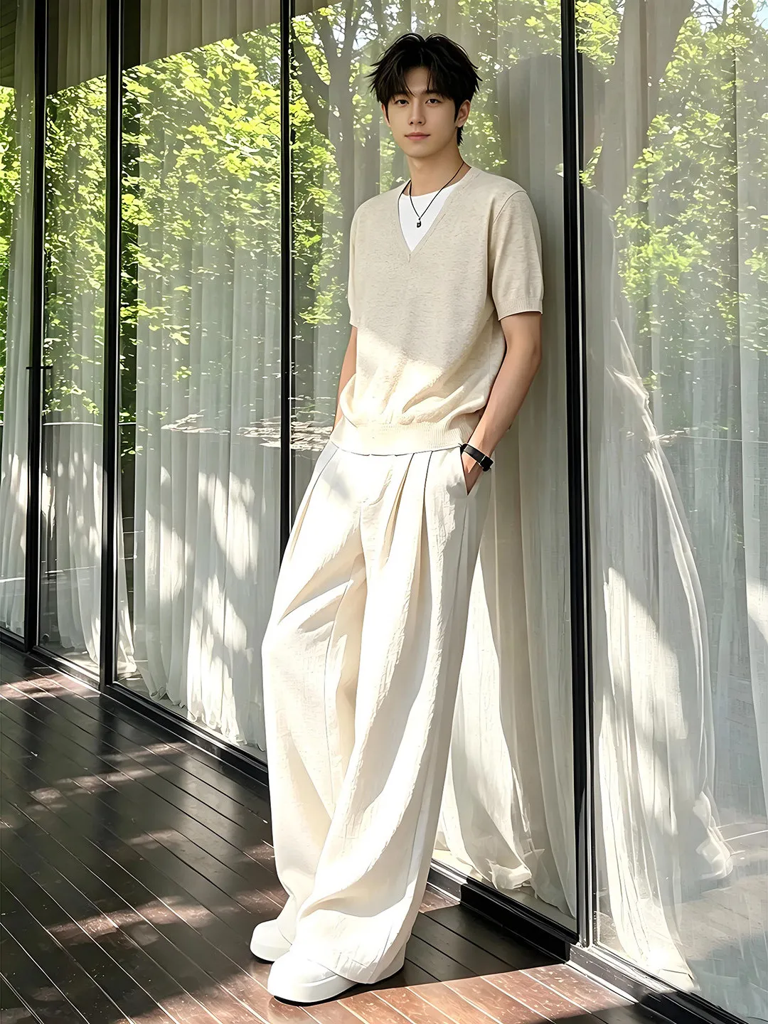 Men's Summer Casual Pants Linen Cotton Blend A-Line Pleated Straight Leg Rylee Fiber Skin-Friendly Breathable mid Waist Butto...
Men's Summer Casual Pants Linen Cotton Blend A-Line Pleated Straight Leg Rylee Fiber Skin-Friendly Breathable mid Waist Butto...