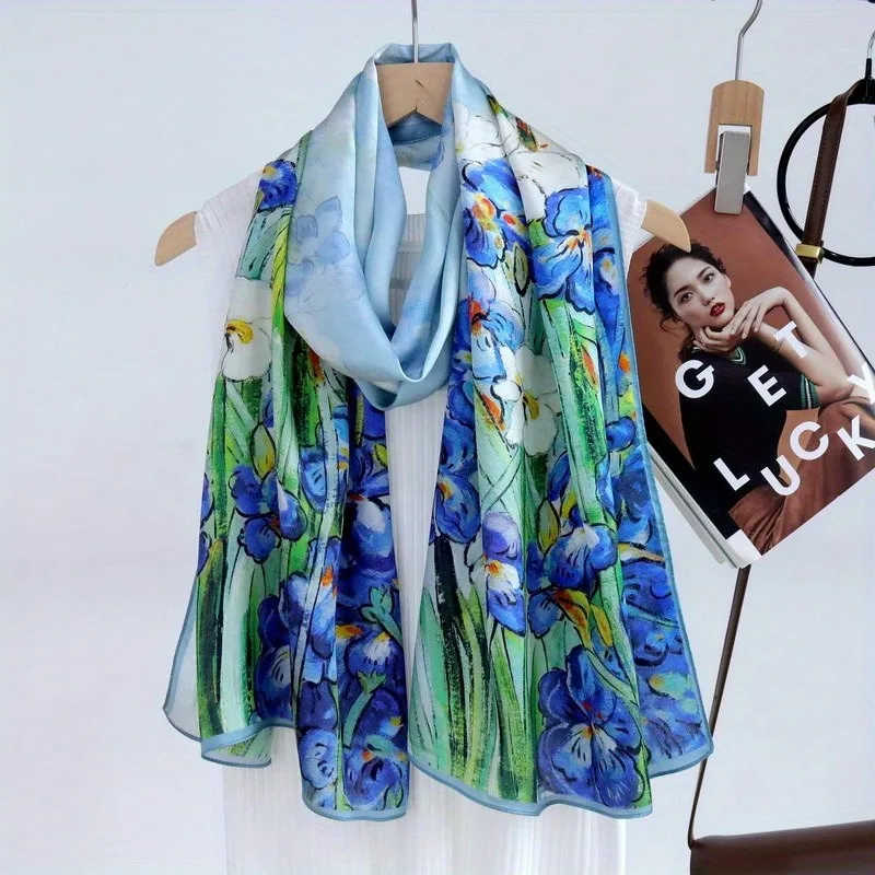 100% Mulberry Silk Long Scarf for Women Oblong Shawls for Headscarf Neck- Oblong Hair Wraps Gift Packed Sky Blue Iris Print
100% Mulberry Silk Long Scarf for Women Oblong Shawls for Headscarf Neck- Oblong Hair Wraps Gift Packed Sky Blue Iris Print