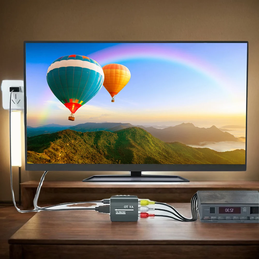1080P HD AV To HDMI-Compatible CVSB L/R Video Converter With USB Cable Video Box Converter for N64 Wii PS1/2/3 Xbox One SNES Etc