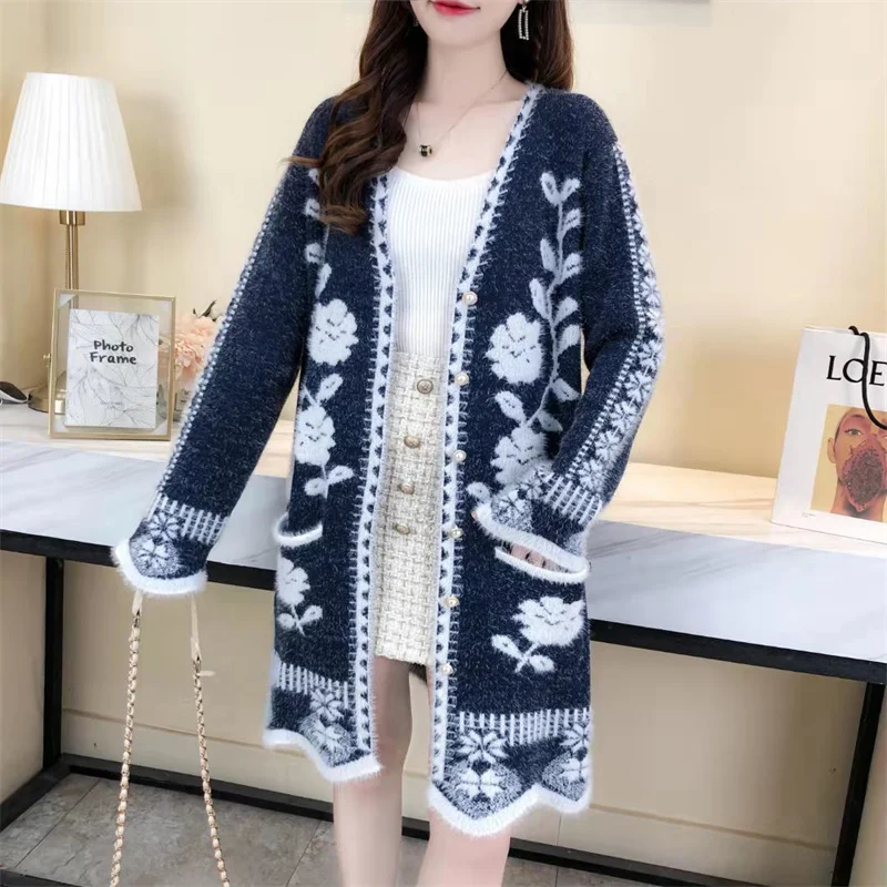 Autumn Winter Cardigan Sweater Women Mid-length Faux Mink Cardigan Jacket Female Knitted Sweater Tops Ladies Sweater Jacket
Autumn Winter Cardigan Sweater Women Mid-length Faux Mink Cardigan Jacket Female Knitted Sweater Tops Ladies Sweater Jacket