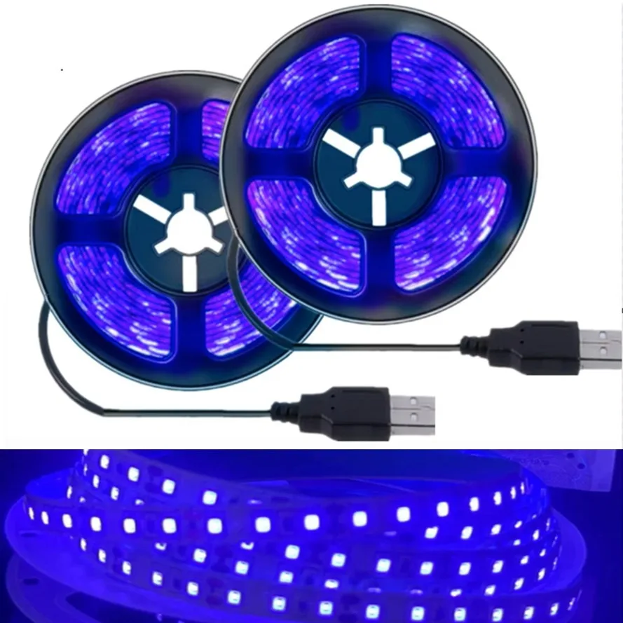5M UV DC 5V LED Light Strip Ultraviolet 385-400nm Black Light 2835 SMD UV Lamp Flexible LED Ribbon for Glow Fluorescence party
5M UV DC 5V LED Light Strip Ultraviolet 385-400nm Black Light 2835 SMD UV Lamp Flexible LED Ribbon for Glow Fluorescence party