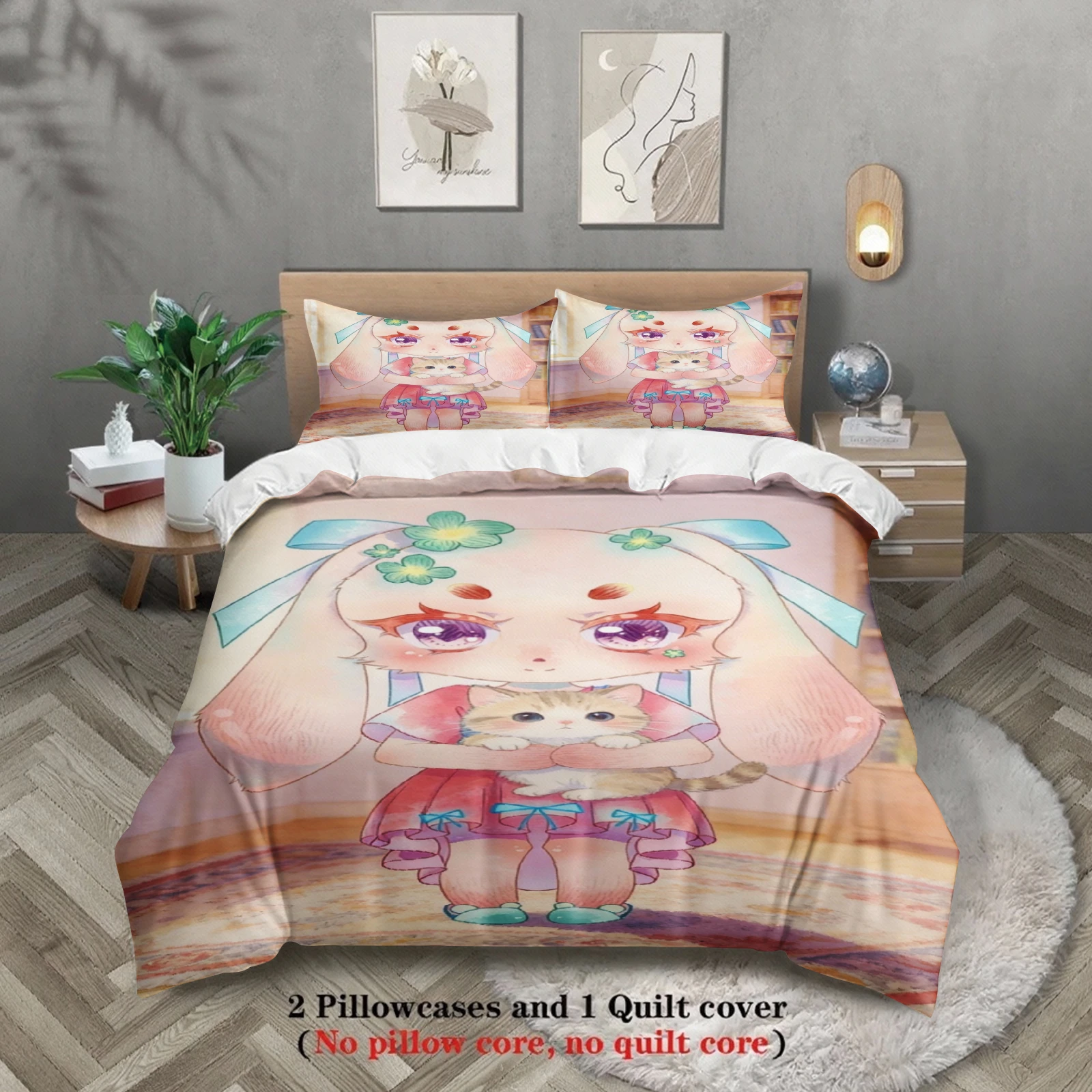 Softville Cozy Town 3PCS Bedding Sets Lop Rabbit Holding Kitten Printed Duvet Cover No filling Cartoon Style Queen King Size
Softville Cozy Town 3PCS Bedding Sets Lop Rabbit Holding Kitten Printed Duvet Cover No filling Cartoon Style Queen King Size