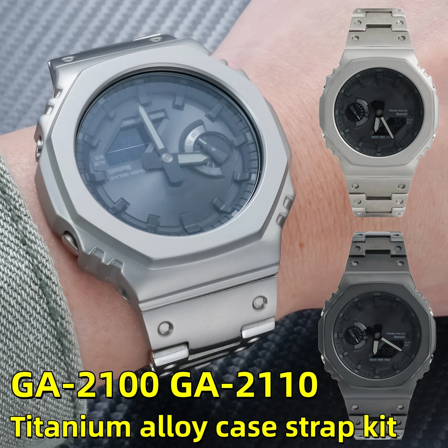 Комплект для модификации часов Casioak GA-2100, GA2110, GA-B2100 из титанового сплава GA2100: полностью металлический корпус, безель, ремешок, аксессуары для модификации часов.
Комплект для модификации часов Casioak GA-2100, GA2110, GA-B2100 из титанового сплава GA2100: полностью металлический корпус, безель, ремешок, аксессуары для модификации часов.