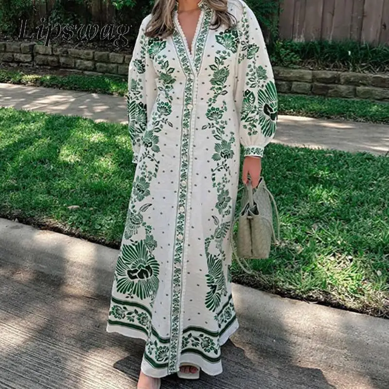 Commute Single Breasted Waist Office Dress 2024 Women Printed V-neck Party Long Dress Lady Fashion Long Sleeve Bohemian Dress
Commute Single Breasted Waist Office Dress 2024 Women Printed V-neck Party Long Dress Lady Fashion Long Sleeve Bohemian Dress