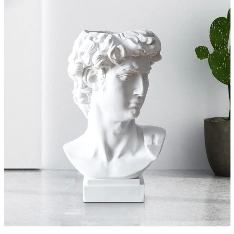 Epoxy Resin Home Retro David Head Vase Flowerpot Vase Potted Decoration Desk Pen Holder Cosmetics Brush Storage Rack Ornaments
Epoxy Resin Home Retro David Head Vase Flowerpot Vase Potted Decoration Desk Pen Holder Cosmetics Brush Storage Rack Ornaments