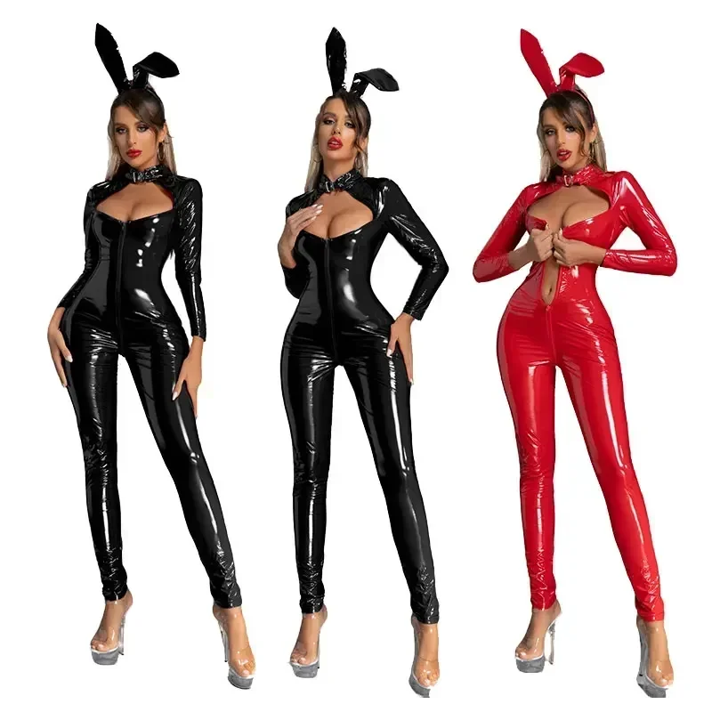 Женский кожаный комбинезон-боди с молнией, вырезами, в готическом стиле, с высоким воротом, длинными рукавами, из искусственной кожи, эротический костюм
Женский кожаный комбинезон-боди с молнией, вырезами, в готическом стиле, с высоким воротом, длинными рукавами, из искусственной кожи, эротический костюм