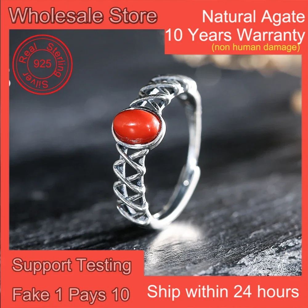 Rich Red Hue Natural Red Agate Stone Adjustable 925 Sterling Silver Women's Ring Exquisite Craftmanship Crossing Design Jewelry
Rich Red Hue Natural Red Agate Stone Adjustable 925 Sterling Silver Women's Ring Exquisite Craftmanship Crossing Design Jewelry