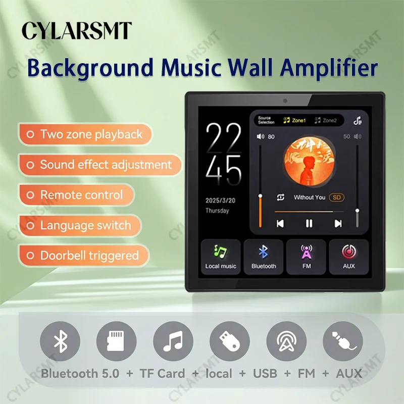 4-Inch Touch Screen 2 Zone 4 Channel 25W Background Music Host FM AUX TF Sound Music Control Panel Bluetooth Wall Amplifiers
4-Inch Touch Screen 2 Zone 4 Channel 25W Background Music Host FM AUX TF Sound Music Control Panel Bluetooth Wall Amplifiers