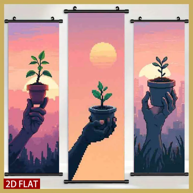 2D/Плоский набор из 3 предметов: Пластиковый настенный декор в стиле пиксель-арт с принтом «Рука, держащая росток» – идеально для украшения гостиных и спален
2D/Плоский набор из 3 предметов: Пластиковый настенный декор в стиле пиксель-арт с принтом «Рука, держащая росток» – идеально для украшения гостиных и спален