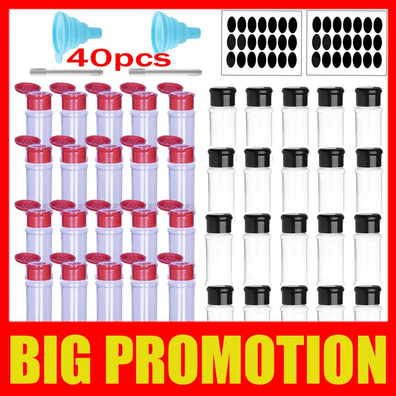 Plastic Seasoning Jar for Spice, Salt and Pepper Shaker, Condiment Organizer, Kitchen Gadget Tool, Barbecue Condiment, 40PCs
Plastic Seasoning Jar for Spice, Salt and Pepper Shaker, Condiment Organizer, Kitchen Gadget Tool, Barbecue Condiment, 40PCs