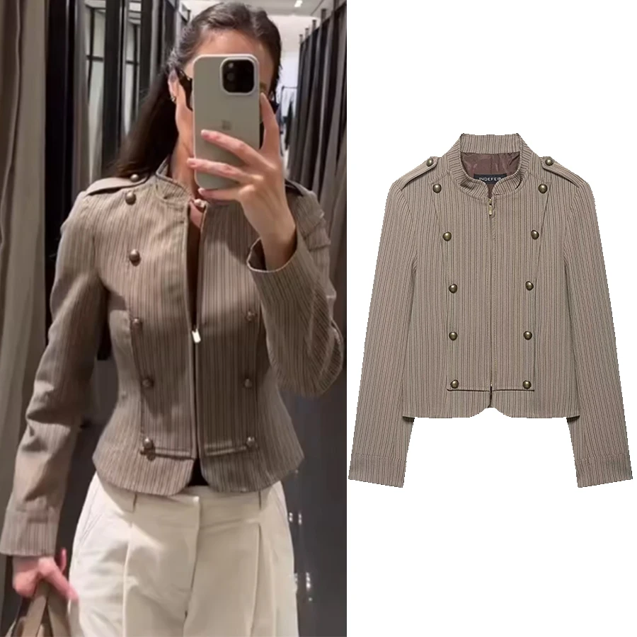 Women Fashion Stripes Zipper Slim Short Jacket Women Long Sleeves Loose Female High Street Blazer Elegant Chic Coat Mujer
Women Fashion Stripes Zipper Slim Short Jacket Women Long Sleeves Loose Female High Street Blazer Elegant Chic Coat Mujer