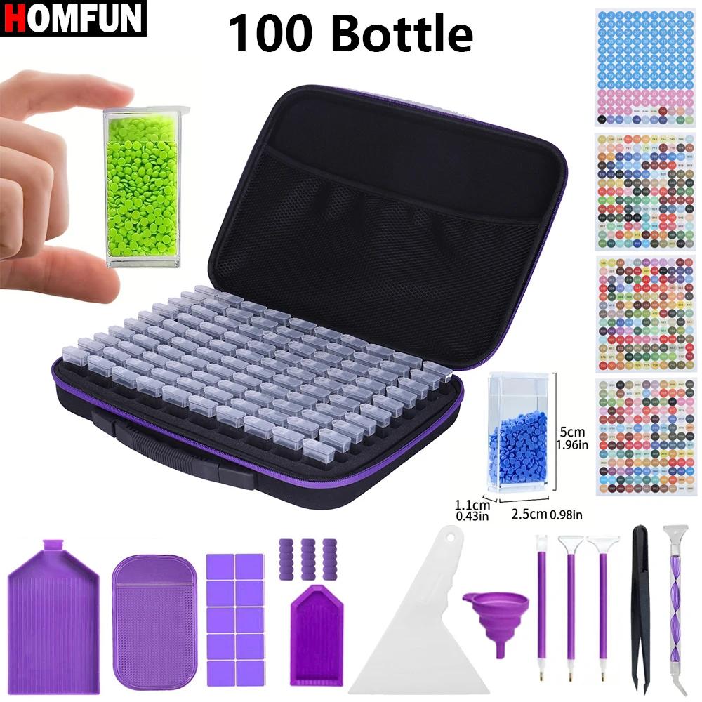 HOMFUN 100 Slot Diamond Painting Storage Bag with Accessories Kit, Fabric Organizer Bead Art Tools Container Set for Craft Lover
HOMFUN 100 Slot Diamond Painting Storage Bag with Accessories Kit, Fabric Organizer Bead Art Tools Container Set for Craft Lover