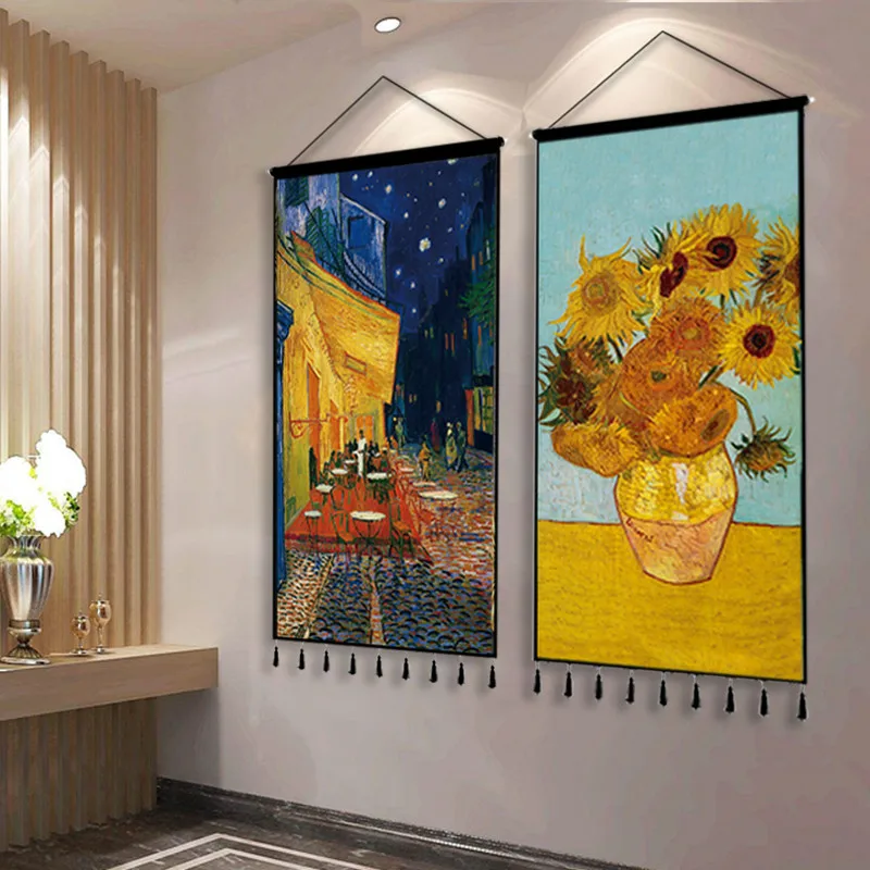 Van Gogh Starry Night & Café Terrace tapestry wall hanging - Sunflowers Fabric Art Hanging for Living Room, Background Decor
Van Gogh Starry Night & Café Terrace tapestry wall hanging - Sunflowers Fabric Art Hanging for Living Room, Background Decor