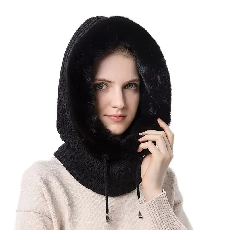 Winter Hat For Women Hooded Face Mask Fluff Keep Warm Thicken Style Neck Scarf Hooded Cap Beanie Knitted Cashmere Neck Warmer
Winter Hat For Women Hooded Face Mask Fluff Keep Warm Thicken Style Neck Scarf Hooded Cap Beanie Knitted Cashmere Neck Warmer