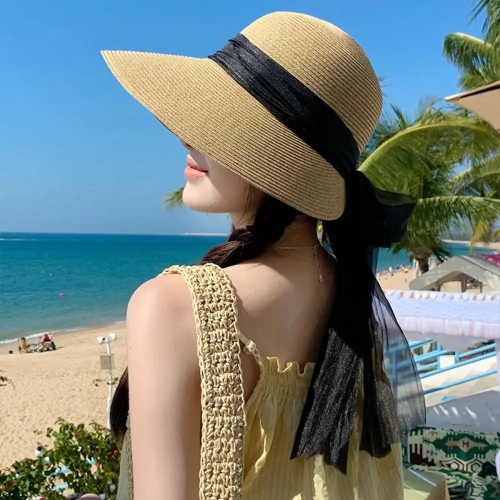 Foldable Straw Weaving Beach Hat UV Protection Wide Brim Woven Straw Hat Lightweight Bow Ribbon Big Brimmed Woven Cap Summer
Foldable Straw Weaving Beach Hat UV Protection Wide Brim Woven Straw Hat Lightweight Bow Ribbon Big Brimmed Woven Cap Summer