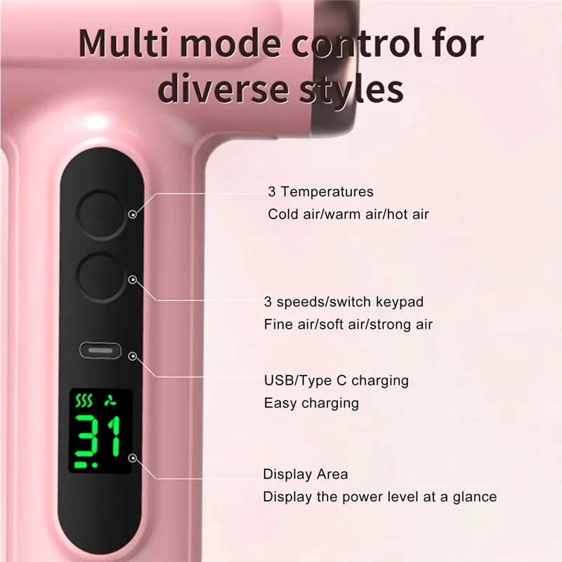 A15Q-Portable Hair Dryer USB Charging Ergonomic Grip Hot And Cold Air Hair Dryer 200W Fast Drying With Nozzle For Travel
A15Q-Portable Hair Dryer USB Charging Ergonomic Grip Hot And Cold Air Hair Dryer 200W Fast Drying With Nozzle For Travel