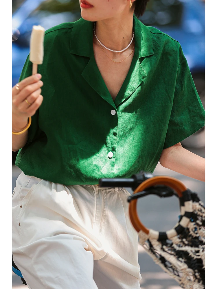 Льняная рубашка свободного кроя с коротким рукавом и кубинским воротником в винтажном стиле, женская повседневная рубашка, дышащая, удобная, летняя, в стиле бохо
Льняная рубашка свободного кроя с коротким рукавом и кубинским воротником в винтажном стиле, женская повседневная рубашка, дышащая, удобная, летняя, в стиле бохо