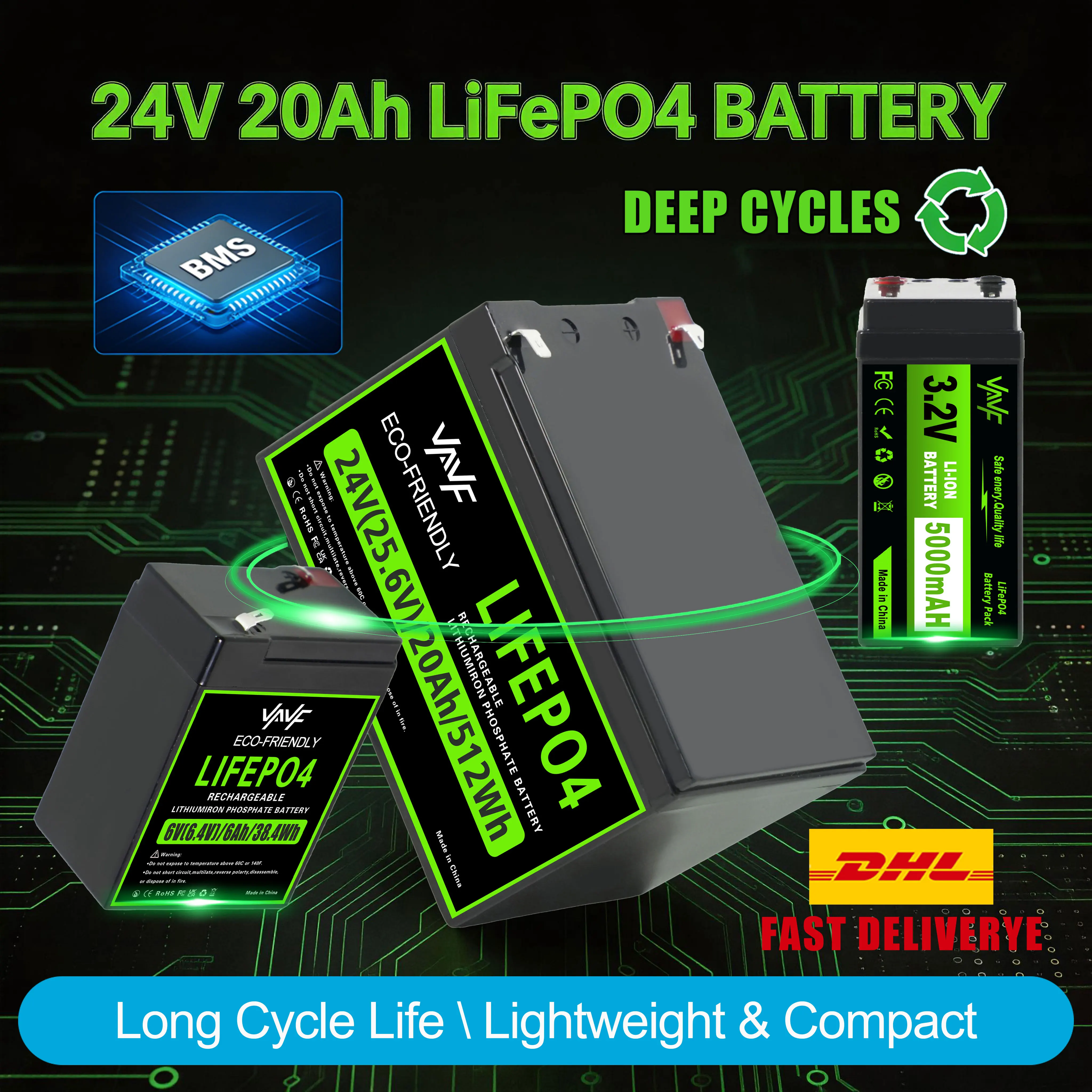 LiFePO4 Battery Solar Battery 24V 20000mAH with Smart BMS,for Solar Energy Storage,Recreational Vehicles,and Marine Use
LiFePO4 Battery Solar Battery 24V 20000mAH with Smart BMS,for Solar Energy Storage,Recreational Vehicles,and Marine Use