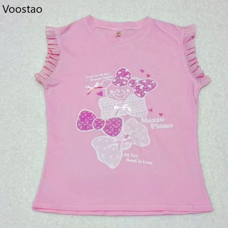 Japanese Kawaii Lolita Crop Tops Women Sweet Bow Cartoon Print Cute Ruffle Patchwork O-Neck Tees Girls Grunge Y2k Fairy T-shirts
Japanese Kawaii Lolita Crop Tops Women Sweet Bow Cartoon Print Cute Ruffle Patchwork O-Neck Tees Girls Grunge Y2k Fairy T-shirts