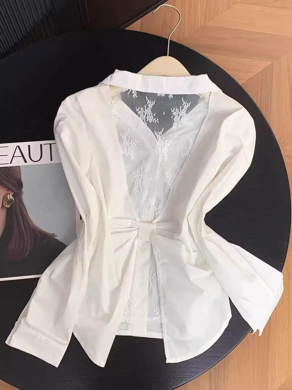 White Lace Splice Bal Long Sve irt Women's Spring Design Sense Small Cro Overlap Outer Sun Protection irt
White Lace Splice Bal Long Sve irt Women's Spring Design Sense Small Cro Overlap Outer Sun Protection irt