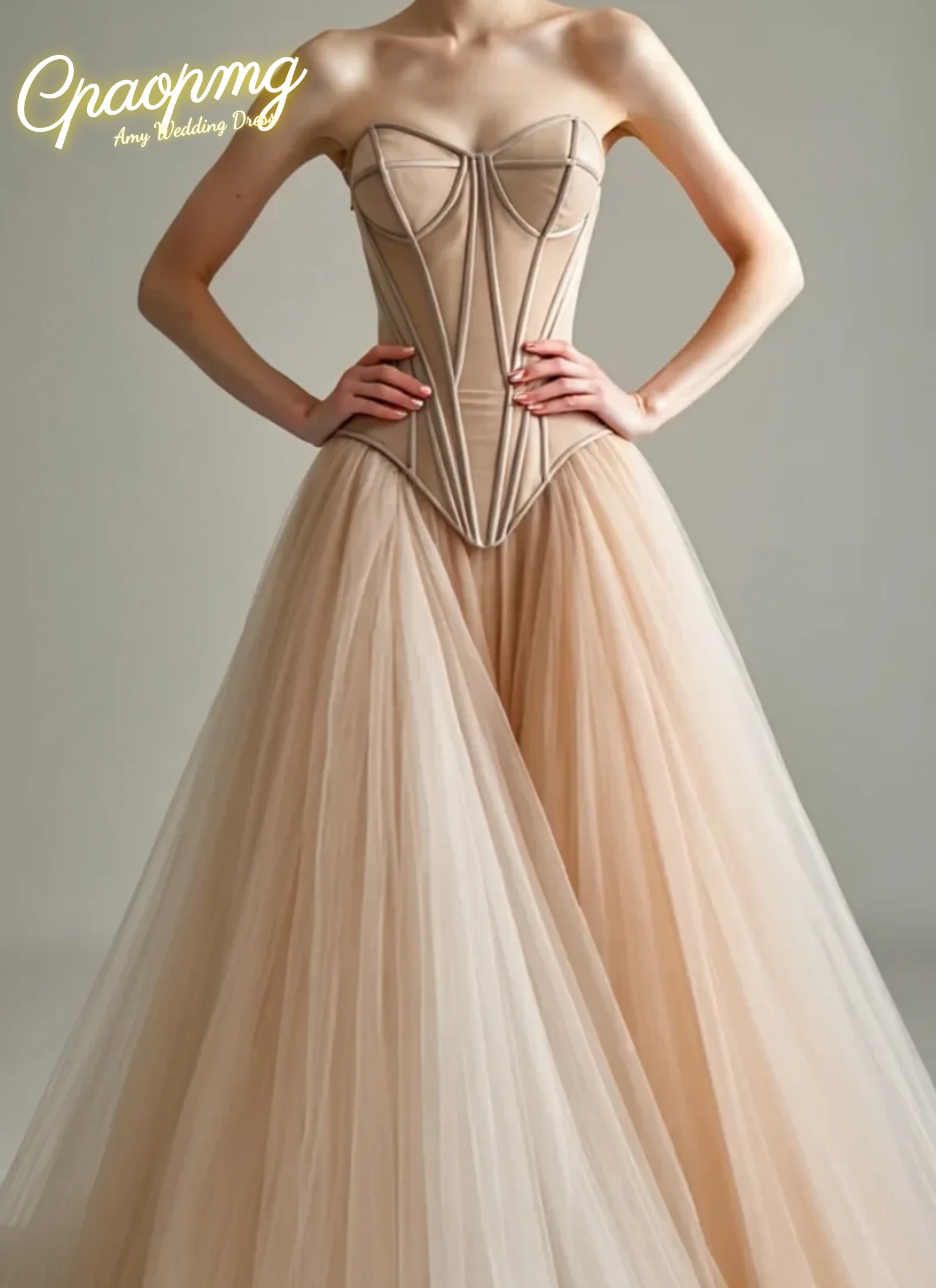 Customized Champagne Ball Gown Evening Dresses Sheer Nude Tulle Bridal Dress Photoshoot Sequin Corset Wedding Party Dress
Customized Champagne Ball Gown Evening Dresses Sheer Nude Tulle Bridal Dress Photoshoot Sequin Corset Wedding Party Dress