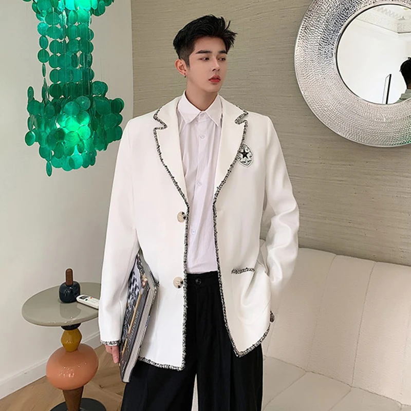 Casual Sle Men's White Trimmed Lace Design Suit Jaet Faionable Versatile Leisure Suit Polyester Blend Long Sve
Casual Sle Men's White Trimmed Lace Design Suit Jaet Faionable Versatile Leisure Suit Polyester Blend Long Sve