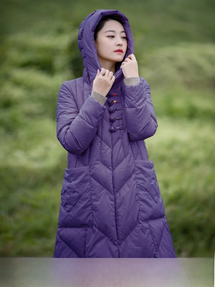 Winter Women's Long Hooded down Jaet Ethnic Sle High Faion White Du down Mid-Length Coat Artistic Commute Nylon Material
Winter Women's Long Hooded down Jaet Ethnic Sle High Faion White Du down Mid-Length Coat Artistic Commute Nylon Material