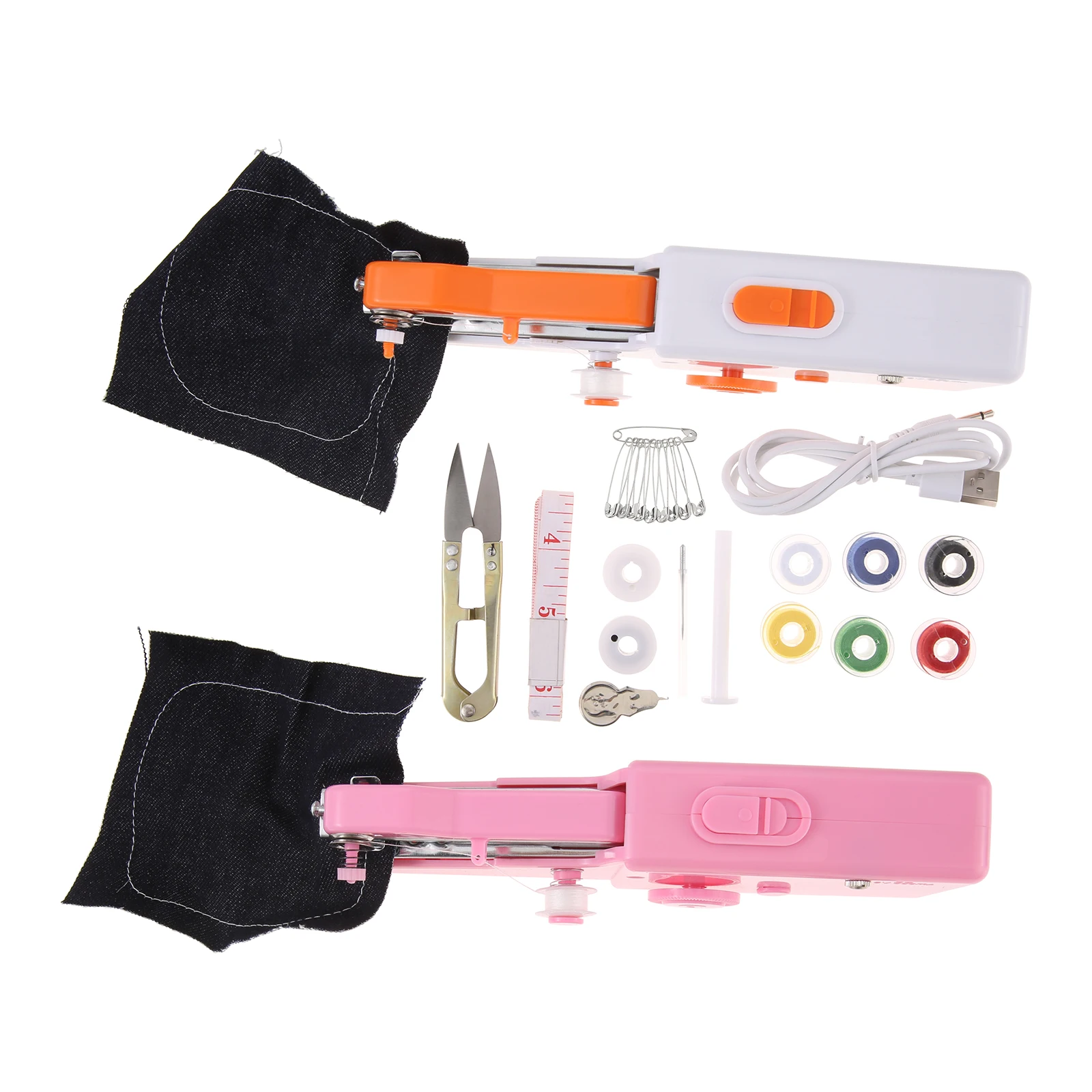 Mini Electric Sewing Machine with Thread Spool Needle Set Handheld Easy Use for DIY Coat Toys Bags Gift for Wife Mom White/Pink
Mini Electric Sewing Machine with Thread Spool Needle Set Handheld Easy Use for DIY Coat Toys Bags Gift for Wife Mom White/Pink