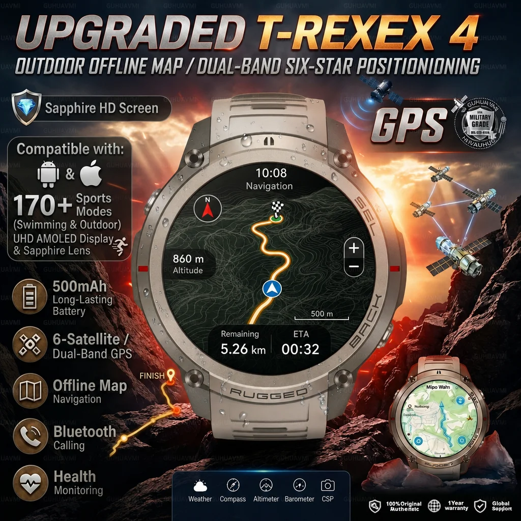 2026New All-Terrain Accurate GPS Offline Map Smart Watch Outdoor Sports Built-in GPS Compass 5ATM Waterproof BT Call Watchs Men
2026New All-Terrain Accurate GPS Offline Map Smart Watch Outdoor Sports Built-in GPS Compass 5ATM Waterproof BT Call Watchs Men