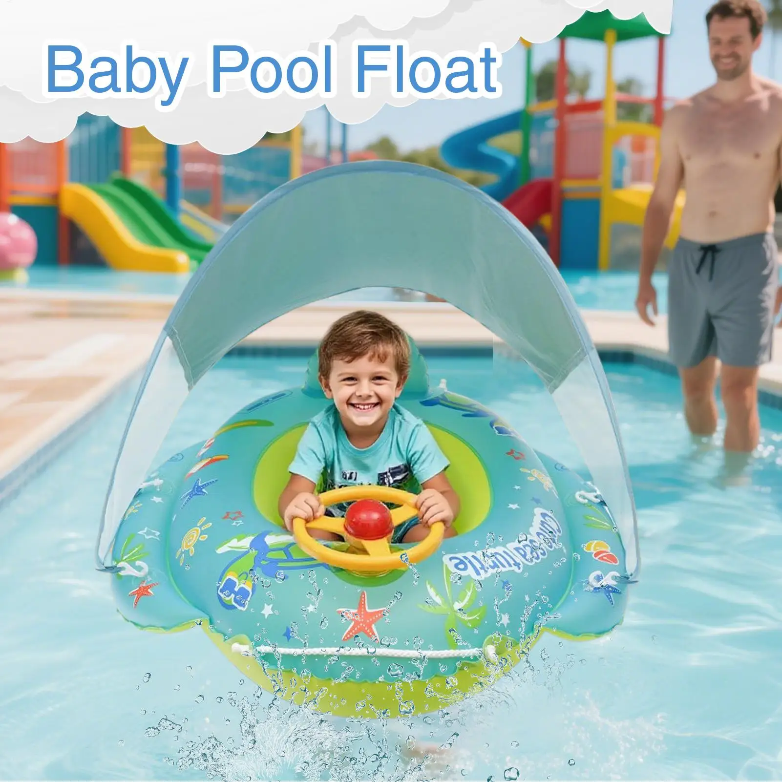 Baby Pool Float Baby Swim Float with Canopy Safety Sun Protection Inflatable Cartoon PVC Padded Bath Seat Steering Wheel Toy for
Baby Pool Float Baby Swim Float with Canopy Safety Sun Protection Inflatable Cartoon PVC Padded Bath Seat Steering Wheel Toy for