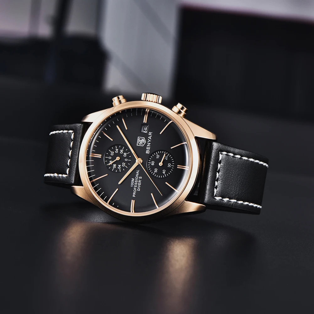 BENYAR 2022 New Mens Quartz Wristwatches Top Luxury Sports Watch Men Military Fashion Leather Chronograph Luminous Reloj Hombre
BENYAR 2022 New Mens Quartz Wristwatches Top Luxury Sports Watch Men Military Fashion Leather Chronograph Luminous Reloj Hombre